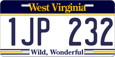 WV license plate 1JP232