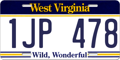 WV license plate 1JP478