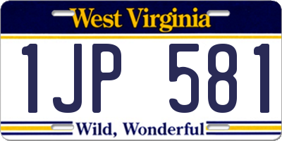 WV license plate 1JP581
