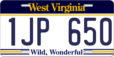 WV license plate 1JP650
