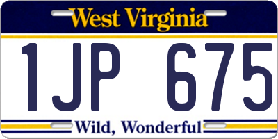WV license plate 1JP675