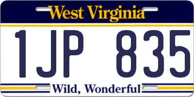 WV license plate 1JP835