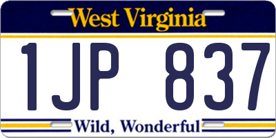 WV license plate 1JP837