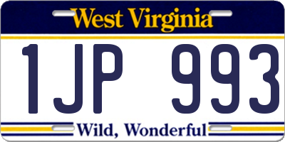 WV license plate 1JP993