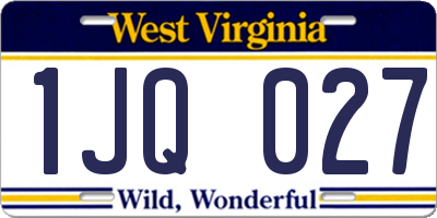 WV license plate 1JQ027