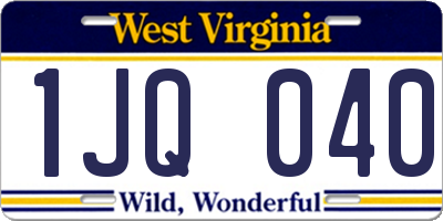 WV license plate 1JQ040