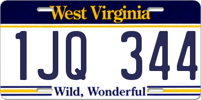 WV license plate 1JQ344