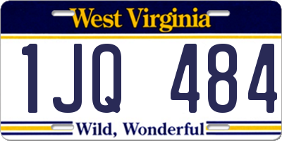 WV license plate 1JQ484