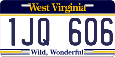 WV license plate 1JQ606