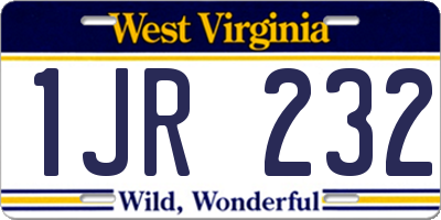 WV license plate 1JR232
