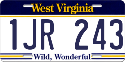 WV license plate 1JR243