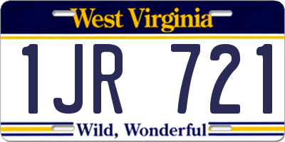 WV license plate 1JR721