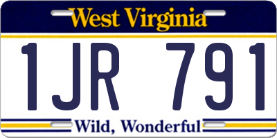 WV license plate 1JR791