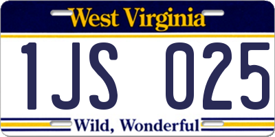 WV license plate 1JS025