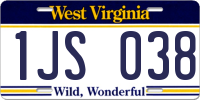 WV license plate 1JS038