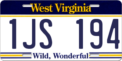 WV license plate 1JS194
