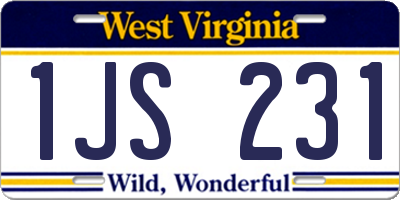 WV license plate 1JS231