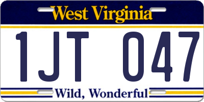 WV license plate 1JT047