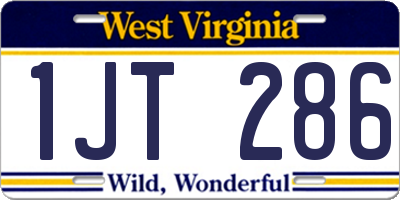 WV license plate 1JT286