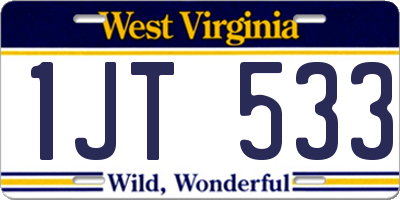 WV license plate 1JT533