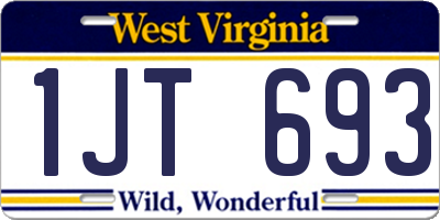 WV license plate 1JT693