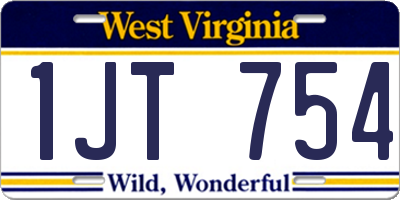 WV license plate 1JT754