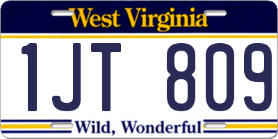 WV license plate 1JT809