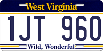 WV license plate 1JT960