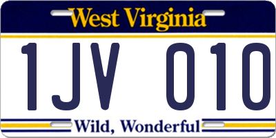 WV license plate 1JV010
