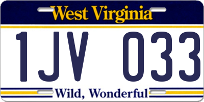 WV license plate 1JV033
