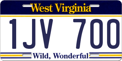 WV license plate 1JV700