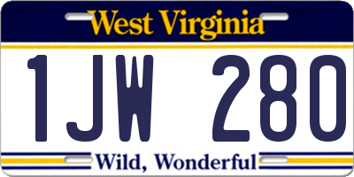 WV license plate 1JW280