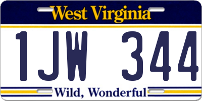 WV license plate 1JW344
