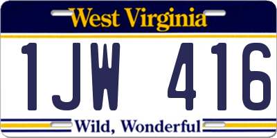 WV license plate 1JW416