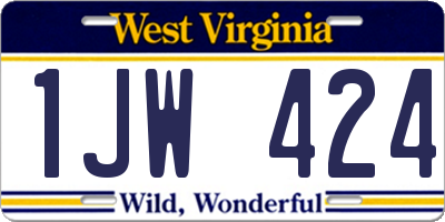 WV license plate 1JW424