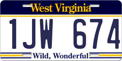 WV license plate 1JW674