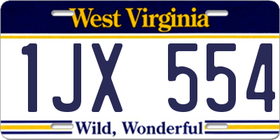 WV license plate 1JX554