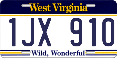 WV license plate 1JX910