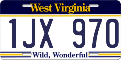 WV license plate 1JX970