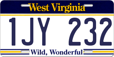 WV license plate 1JY232