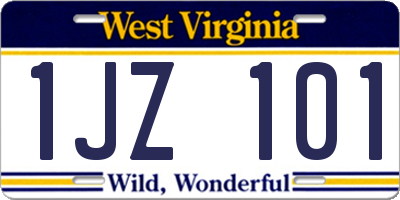 WV license plate 1JZ101