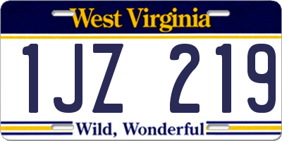 WV license plate 1JZ219