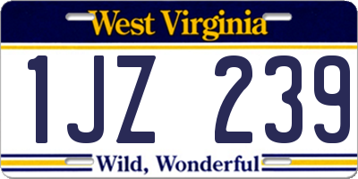 WV license plate 1JZ239