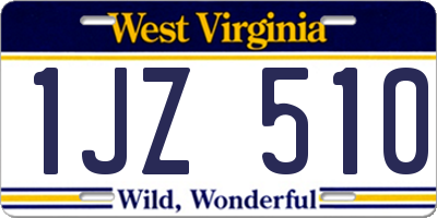 WV license plate 1JZ510