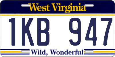 WV license plate 1KB947