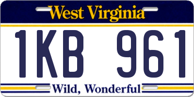 WV license plate 1KB961