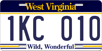 WV license plate 1KC010