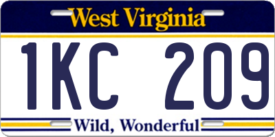 WV license plate 1KC209