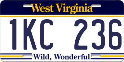 WV license plate 1KC236