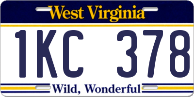 WV license plate 1KC378